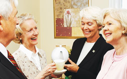 Older people drinking tea