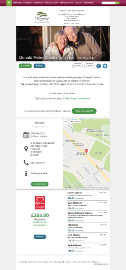 Image showing example of funeral notice page.