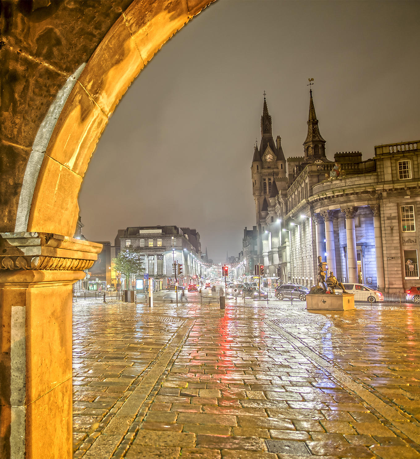 Mercat Cross in Aberdeen during the night