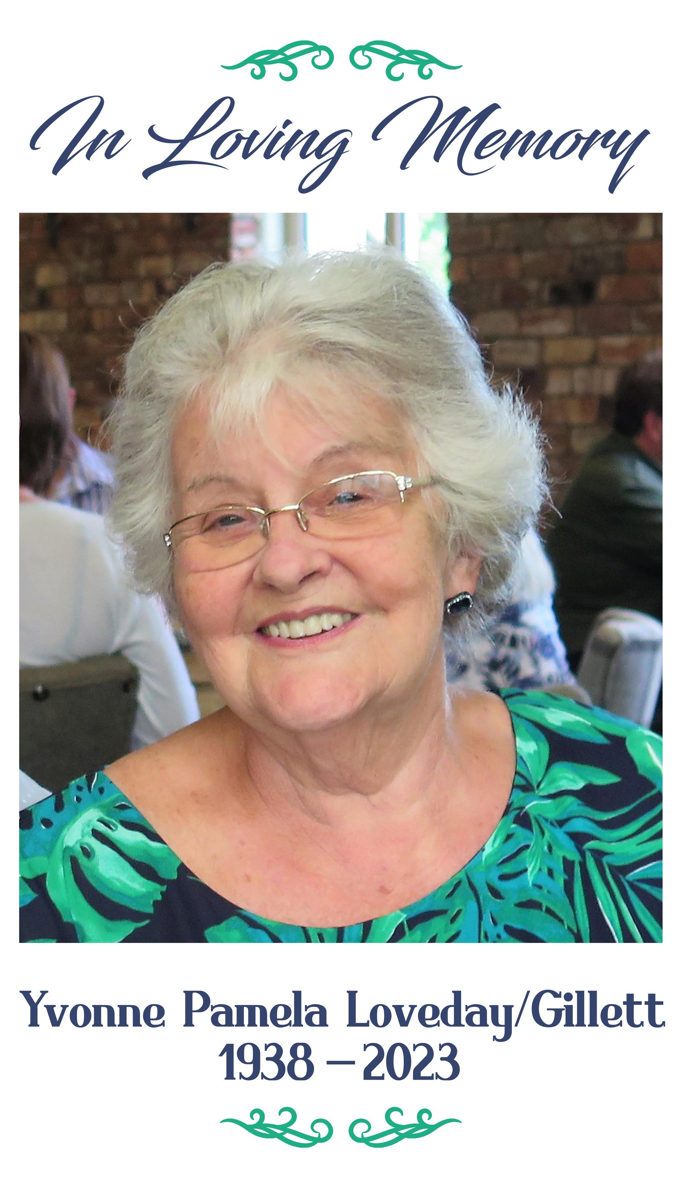 Funeral Notice for Mrs Yvonne Pamela Gillett