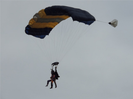 Mandy Kidd takes part in tandem parachute jump to raise money for East Anglian Children's Hospice
