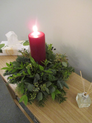 Candle used in dedication service.