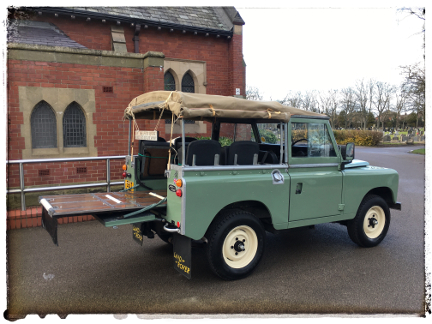 The converted Land Rover Defender.