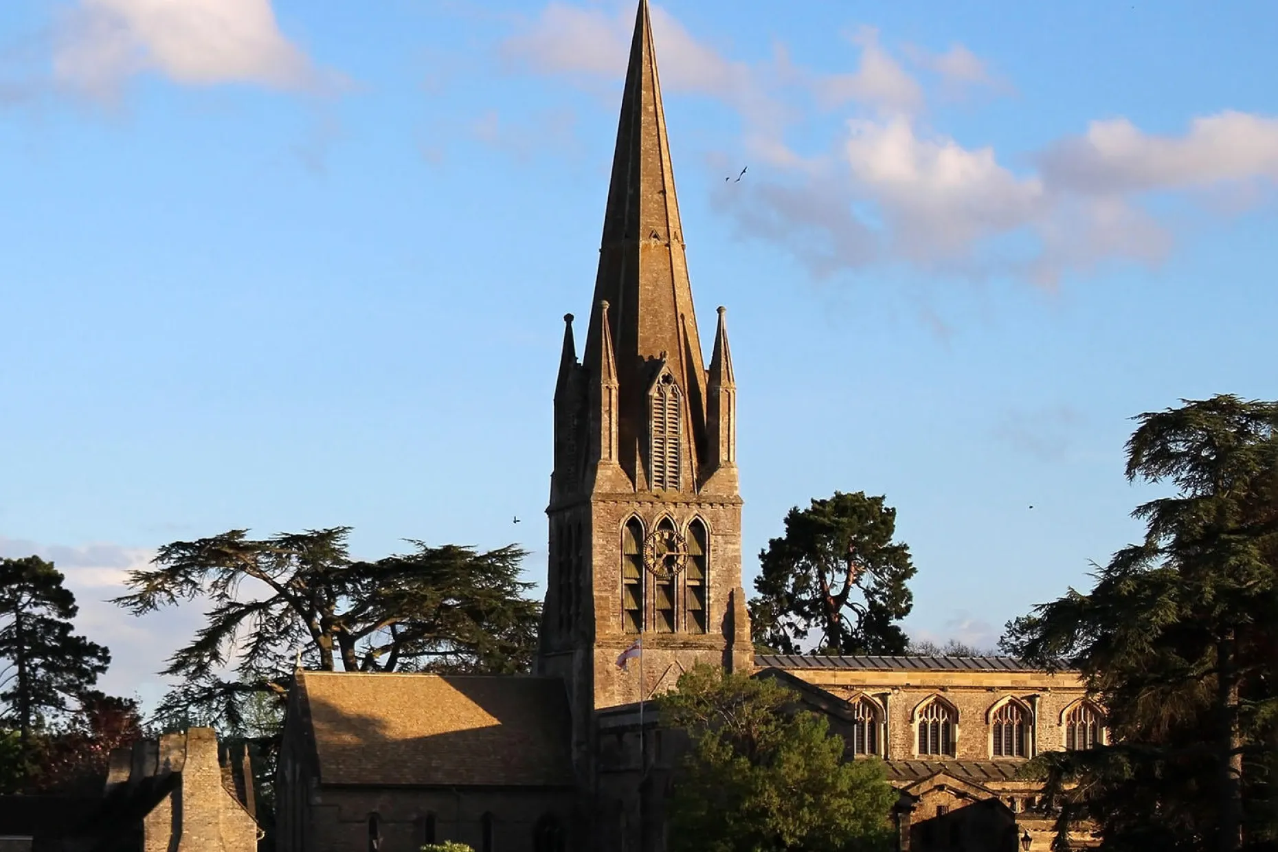 View of St. Mary's on the Green in Witney, England.
