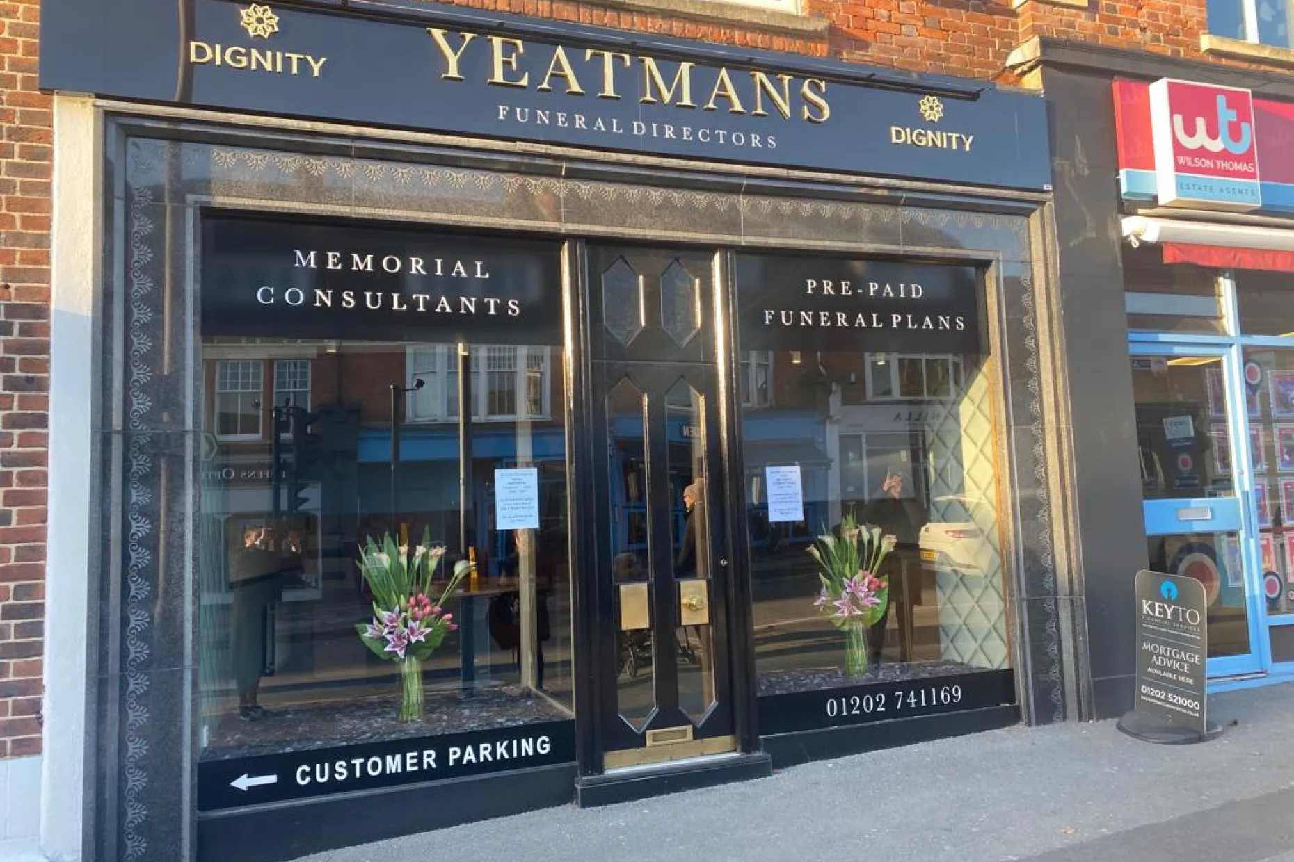 Yeatmans Funeral Directors branch on Bournemouth Road, Parkstone, Poole.