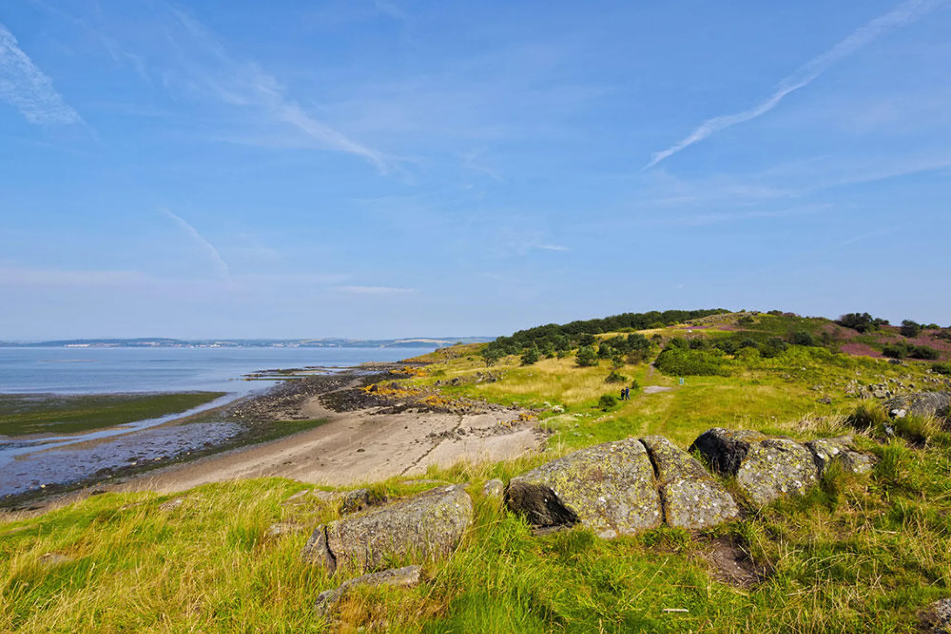 View of the Cramond Island in Lothian, Scotland
